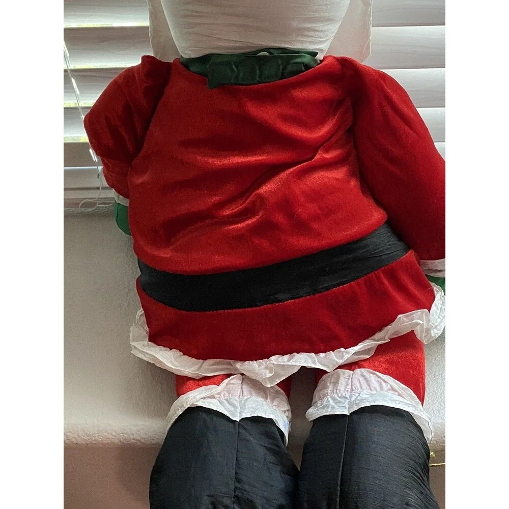 Santa Claus Plush Decor Nylon Parachute Fabric Large Christmas Vtg.